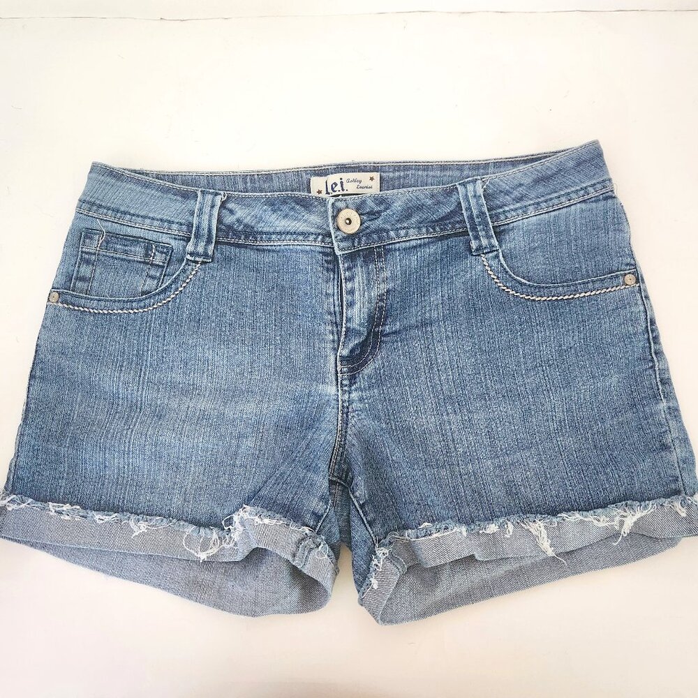 Juniors Cuffed Denim Shorts L.e.i. Ashley Lowrise